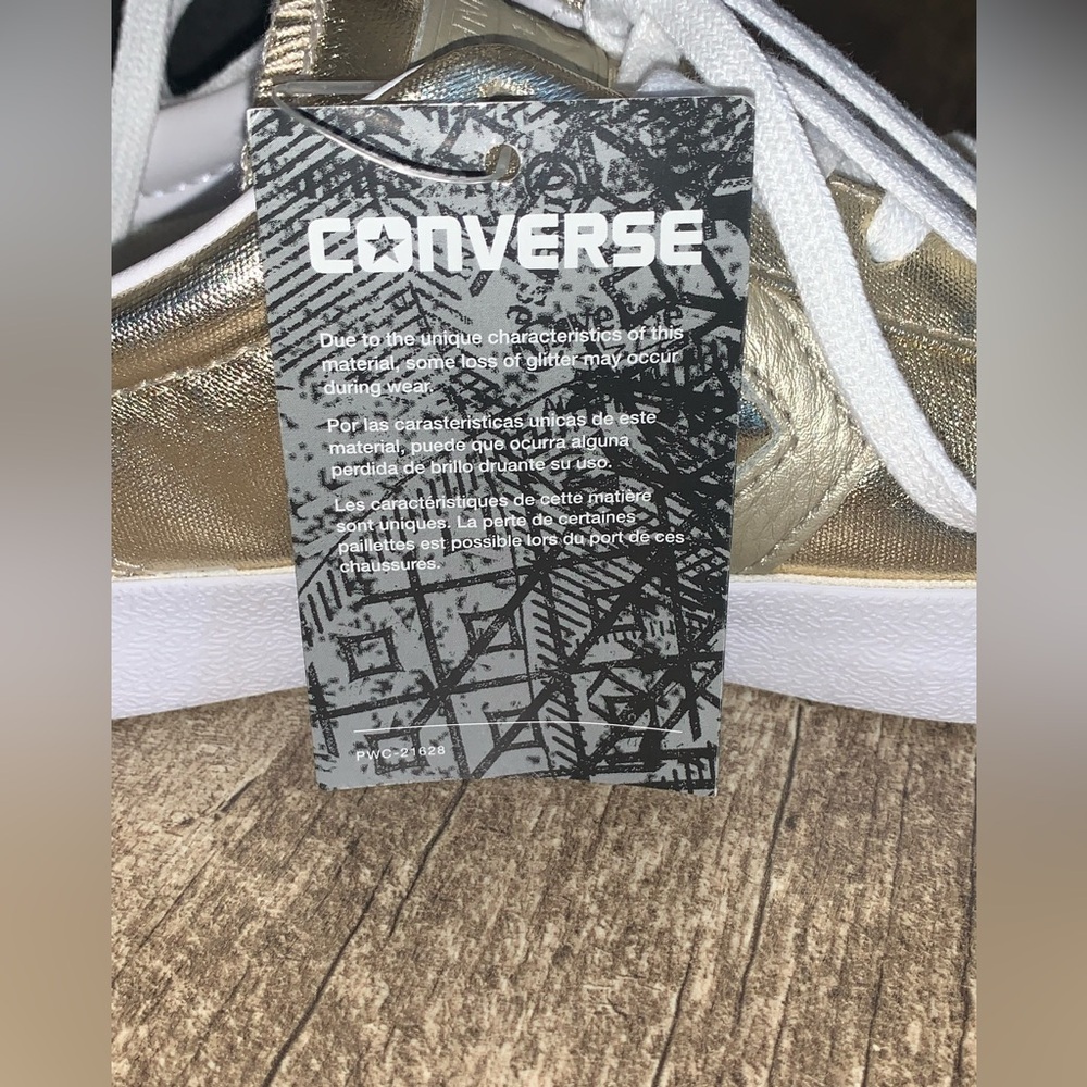 NWT Womens Gold Metallic Converse Sneakers Size 7 - Picture 5 of 5